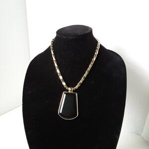 Gold Tone Chain Black Pedant Women's Choker Statement Necklace
